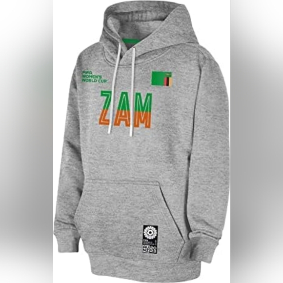 FIFA Womens World Cup 2023 Zambia‎ Hoodie Sweatshirt Gray Soccer Medium NWT - Picture 1 of 13